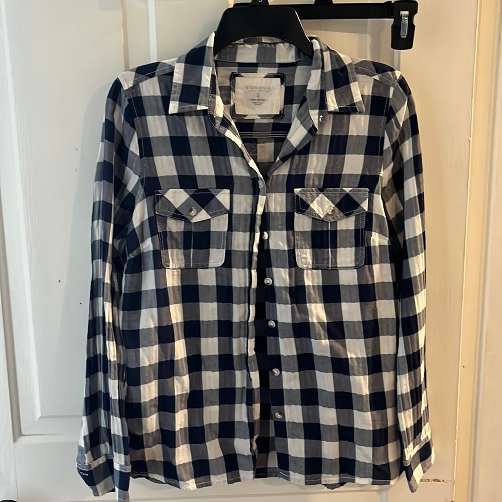 Blue plaid shirt